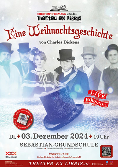 Live-Hörspiel "Charles Dickens Weihnachtsgeschichte" mit dem Theater ex libris in Rosendahl, 2024